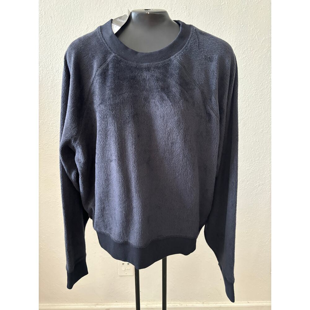 Topshop Fleece Pullover Top Sweatshirt Womens Size 6 Black New